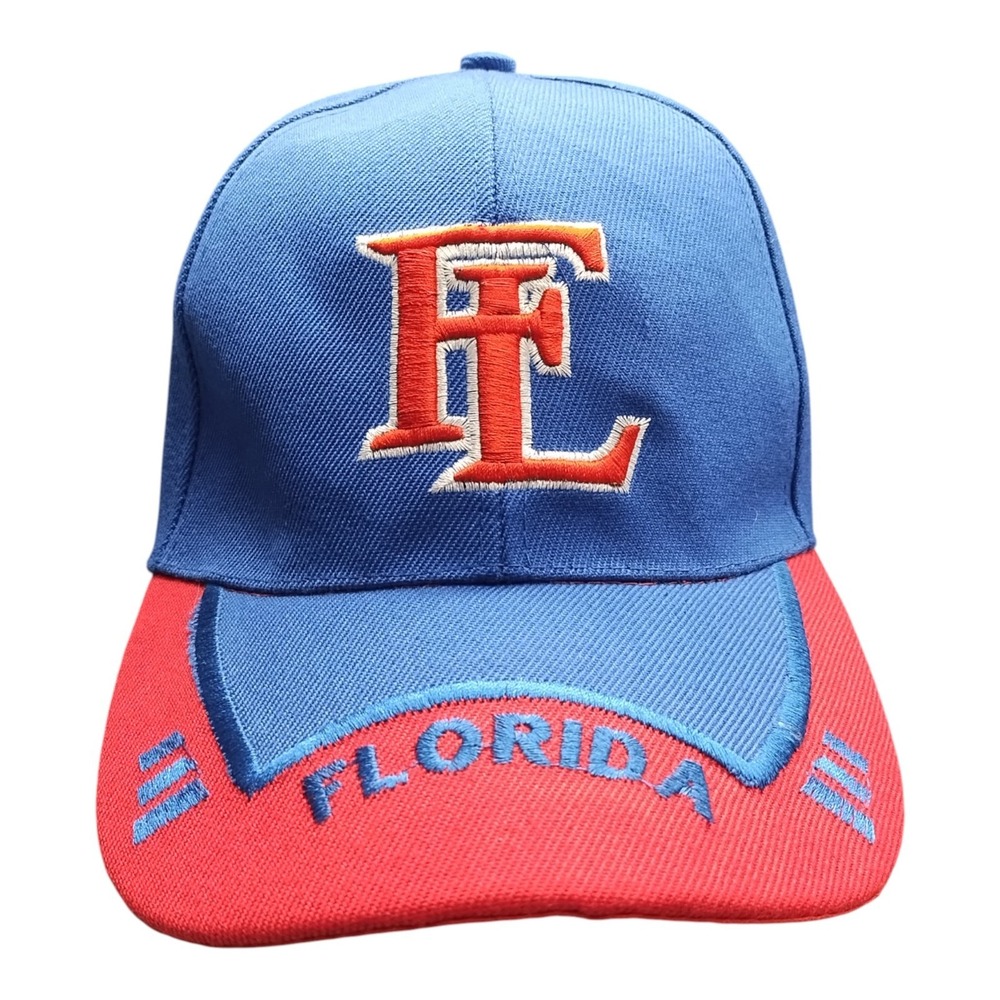 Vintage NCAA Florida Gators Football Cap Mens Red Blue Embroidered Hook & Loop